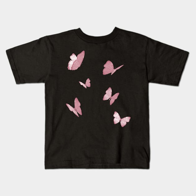 butterflies pink white Kids T-Shirt by CharlieCreator